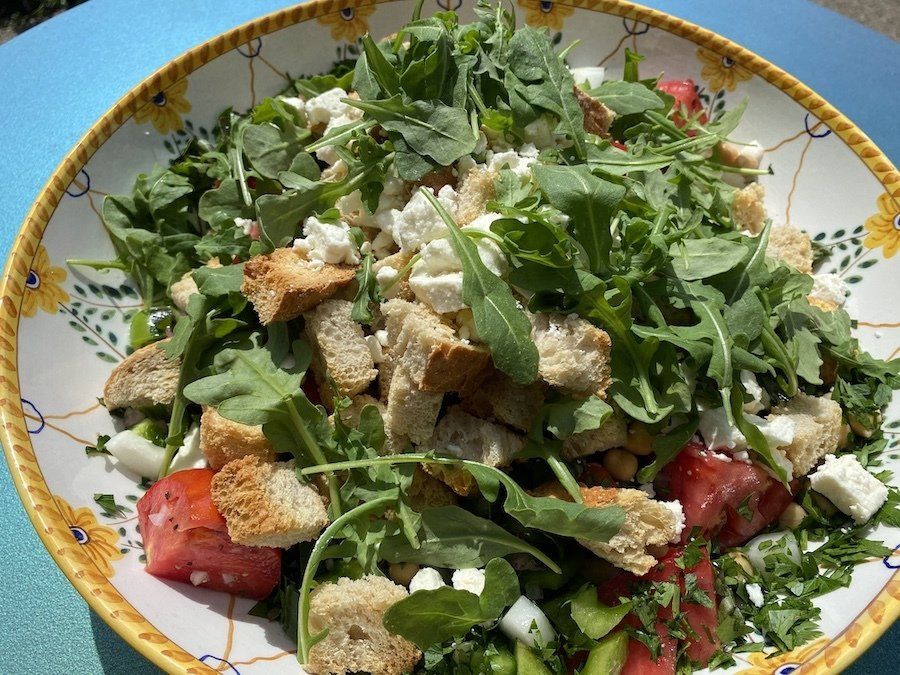 Greek Style Panzanella Salad